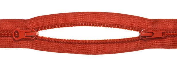 two sliders on red closed-ended zip fastener © vvoe
