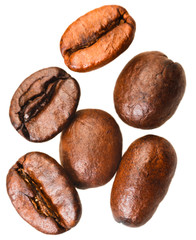 several roasted coffee beans