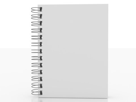 A notebook with a metal spring in 3-d visualization