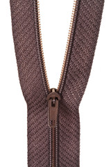 plastic brown coil zip fastener close up