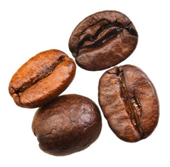 four roasted coffee beans