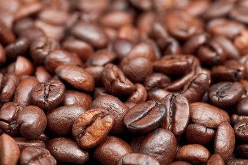 surface with roasted coffee beans
