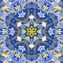 Panele Szklane Podświetlane  Blue Concentric Flower Center. Mandala Kaleidoscopic design