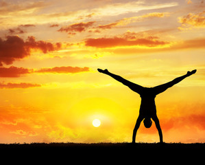 Yoga handstand silhouette