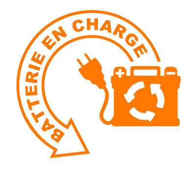 batterie en charge fl&egrave;che orange