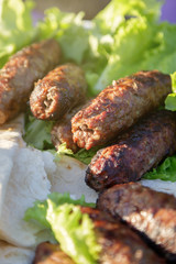 shish kabab lamb meat on skewers