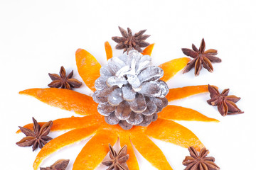 peeled orange with star anise