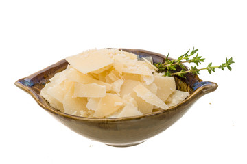 Parmesan cheese isolated white