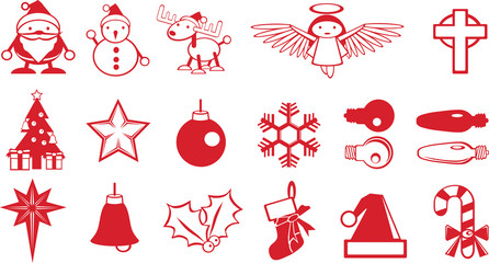 Simple Christmas components vector include Santa snowman deer