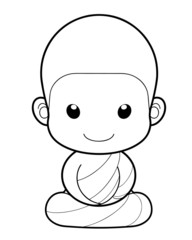 Buddhist Monk cartoon, illustration