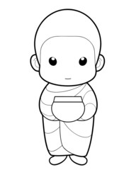 Buddhist Monk holding alms bowl