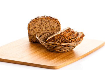 Obraz premium Brown seed biobread isolated on white background