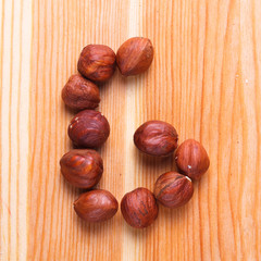 English alphabet with nuts