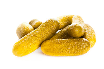 Cucumbers pickled isolated on white background