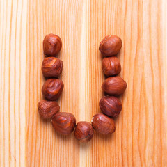English alphabet with nuts