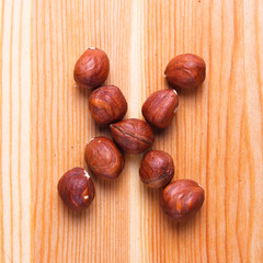 English alphabet with nuts