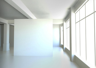White room with screen