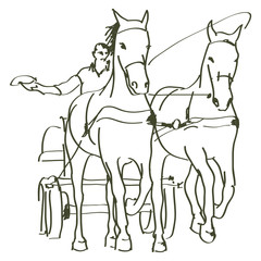 Fototapeta na wymiar hand drawn horses