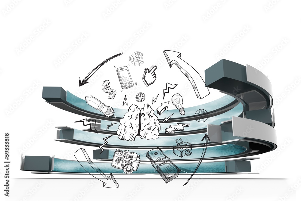 Poster media brainstorm in a curved structure