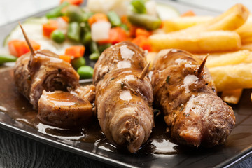 Pork rolls with french fries