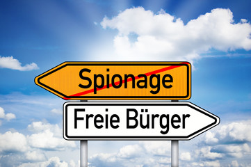 Wegweiser mit Spionage und Freie Bürger