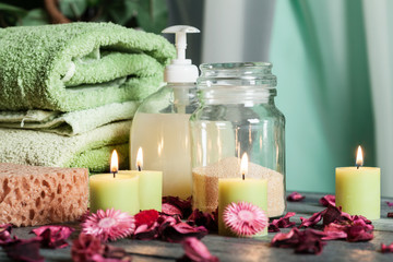 Obraz na płótnie Canvas SPA still life: aromatherapy candle
