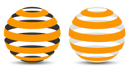 3d logo - ball of orange strips, two variants