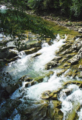 mountain river with a strong current