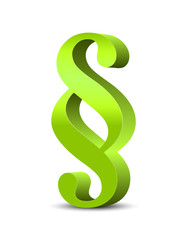 Hellgrünes Paragraphenzeichen in 3D