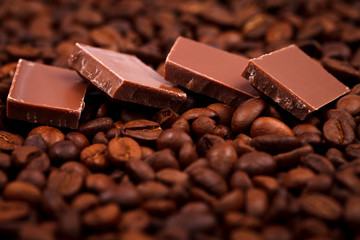 Chocolate and coffe beans