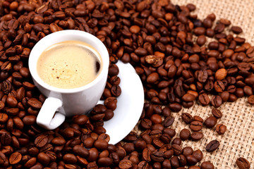 Fresh coffee and beans