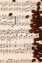 Musical background with coffee beans