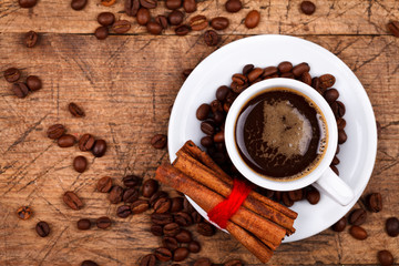Cup of coffee with cinnamon