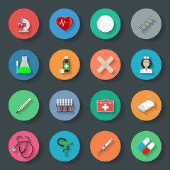 Medicine flat icons set