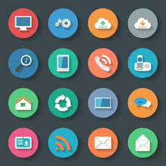 Communication icons set flat design
