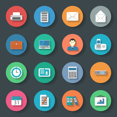 Office flat icons set