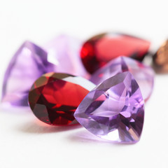 Colorful gemstones with garnet stone