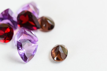 Colorful gemstones with amethyst stone