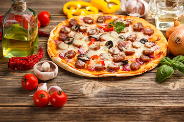 Pizza with ingredients