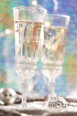 Champagne glasses on celebration table