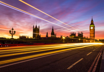 Westminster and light trail