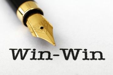 Win win text and fountain pen