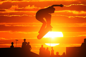 Jumping extreme high skateboard skater boy © logoboom