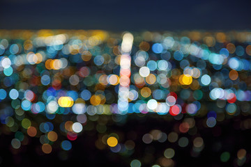 Naklejka premium Los Angeles cityscape at night bokeh blur background