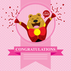 Baby Shower Bear Pink