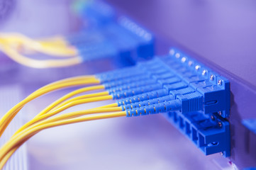 Technology center with fiber optic equipment