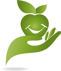 Hand, Apfel, Ernährung, Bio