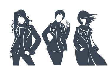 vector collection of attractive and fashionable girl silhouettes