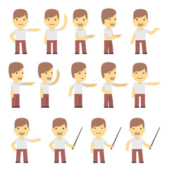 urban character set in different poses. simple flat design.