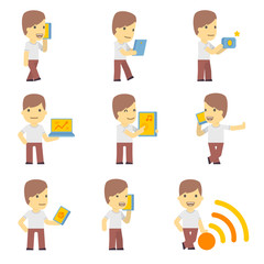 urban character set in different poses. simple flat design.